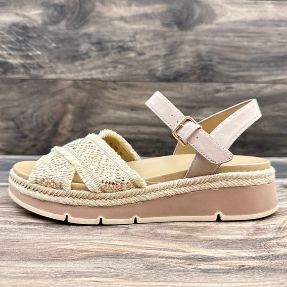 NIB Naturalizer Delaney 2 9M Woven Ankle Strap Comfort Platform Sandal Natural - Picture 5 of 12